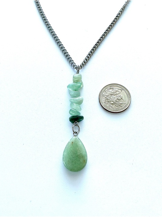 🆕 Tear Drop Gemstones Pendant Necklace-Stainless Steel - Picture 2 of 2